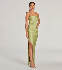 Anisley Strapless High Slit Column Formal Dress