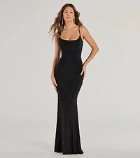 Elliot Rhinestone And Pearl Mesh Mermaid Dress