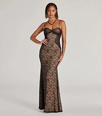 Meg Sweetheart Mermaid Lace Mesh Formal Dress