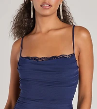 Julane Cowl Neck Ruched Column Dress