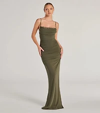 Julane Cowl Neck Ruched Column Dress