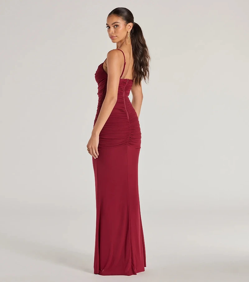 Julane Cowl Neck Ruched Column Dress