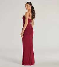 Julane Cowl Neck Ruched Column Dress