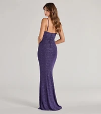 Analeah High-Slit Glitter Mermaid Dress