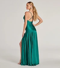 Alaia Cross-Back Pleated A-Line Formal Dress