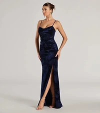 Anisa Sleeveless Floral Velvet Mermaid Dress