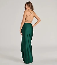 Lainey Ruffled High Slit Long Formal Dress