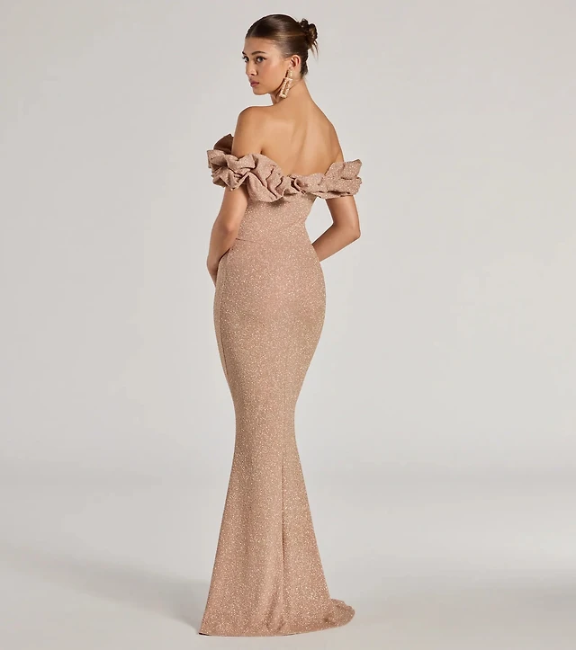 linda formal glitter ruffled dress Compare Rewards Members Extra 10% off NH JUNE 2026