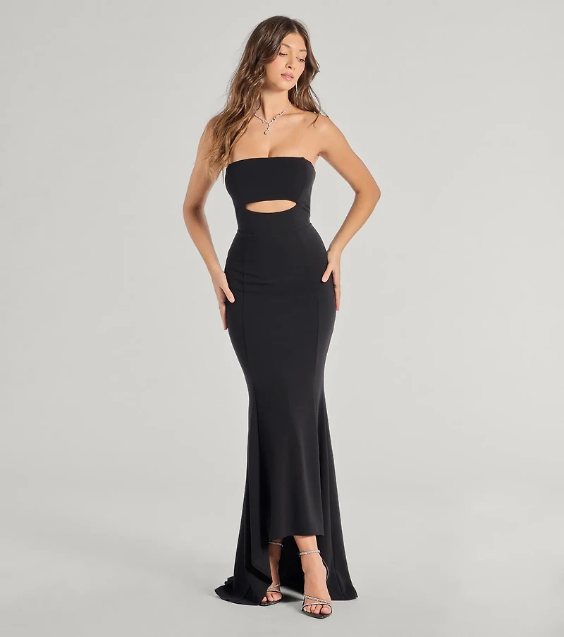 Marley Lace-Up Mermaid Crepe Formal Dress
