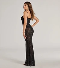 Kiana Rhinestone Sheer Mesh Mermaid Dress