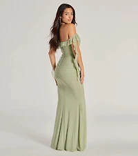 Deyna Formal Mesh Off-The-Shoulder Long Dress