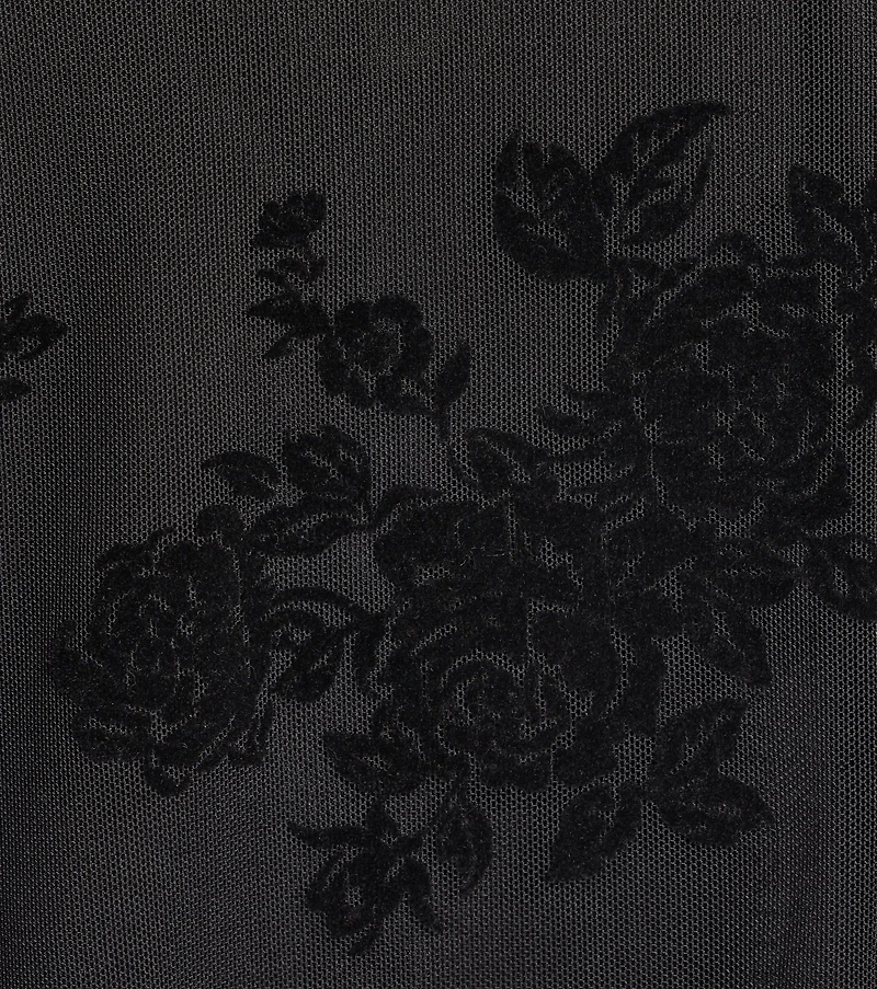 Ria Flocked Floral Velvet Formal Column Dress