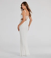Kimia Beaded Lace-Up Column Dress