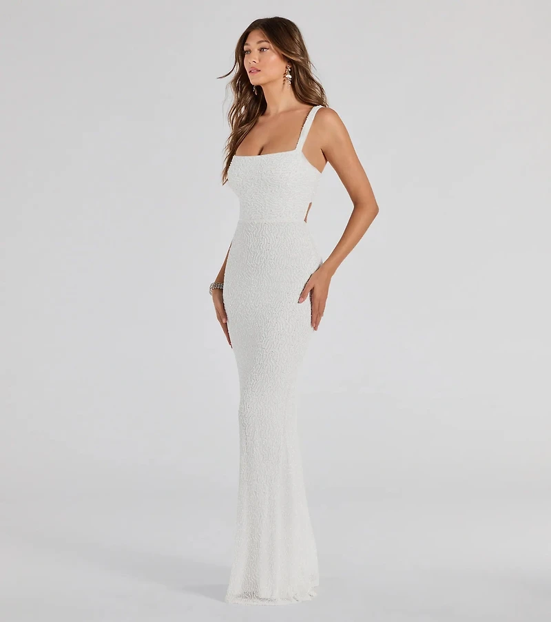 Kimia Beaded Lace-Up Column Dress