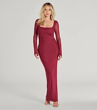 Becka Formal Mesh High Slit Column Dress