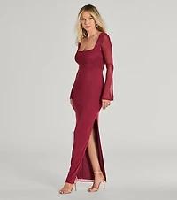 Becka Formal Mesh High Slit Column Dress