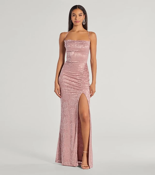 kehlani formal floral lace slit mermaid dress Windsor Show off some skin with the lace kehlani formal floral lace slit