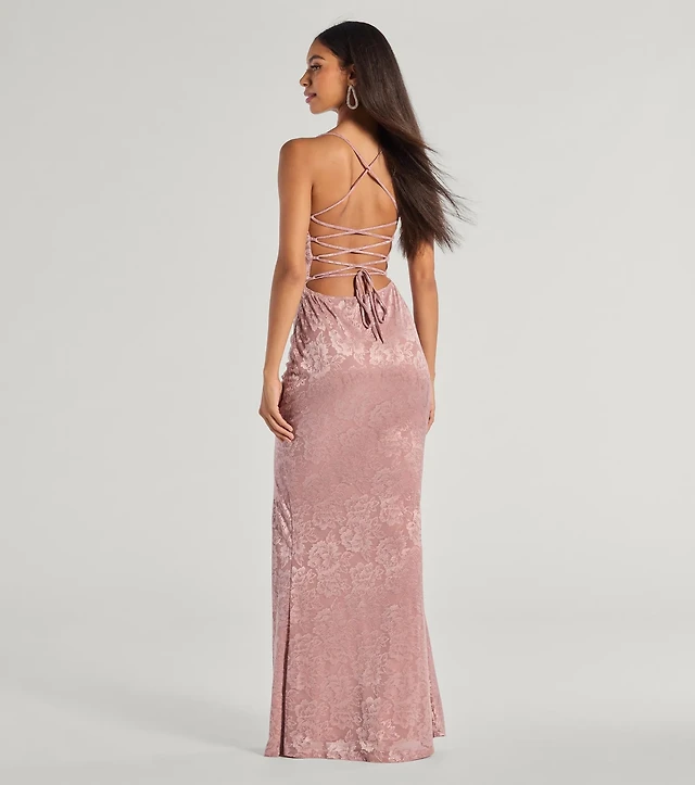 kehlani formal floral lace slit mermaid dress cdn.mall.adeptmind.ai/https%253A%252F%252Fcdn.shop Show off some skin with the lace Kailani Formal Sequin Slit Mermaid