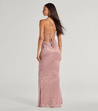 Kehlani Formal Floral Lace Slit Mermaid Dress