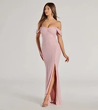Tamara Off-The-Shoulder Mermaid Glitter Formal Dress