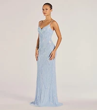 Liv Sleeveless Beaded Sequin Mermaid Dress
