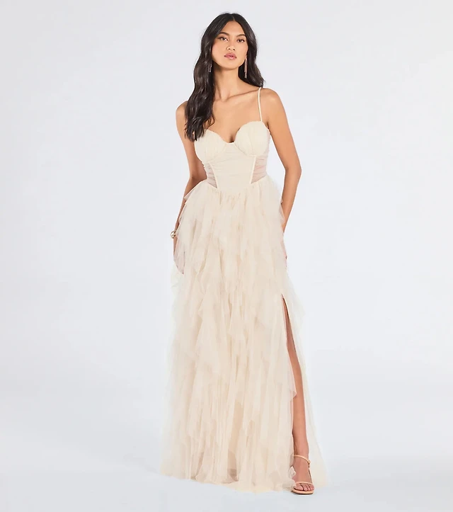 selfie leslie cut out ruffle maxi dress Santiago Cut-Out Ruffle Maxi Dress White