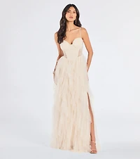 Aletta Long Sleeveless Ruffled A-Line Dress