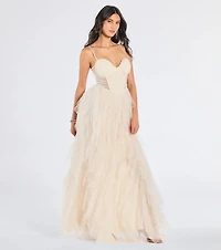 Aletta Long Sleeveless Ruffled A-Line Dress
