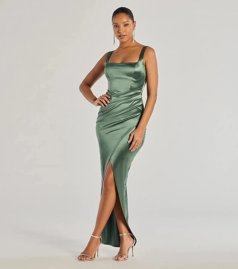 Rebecca Satin Slim-Fit Formal Dress