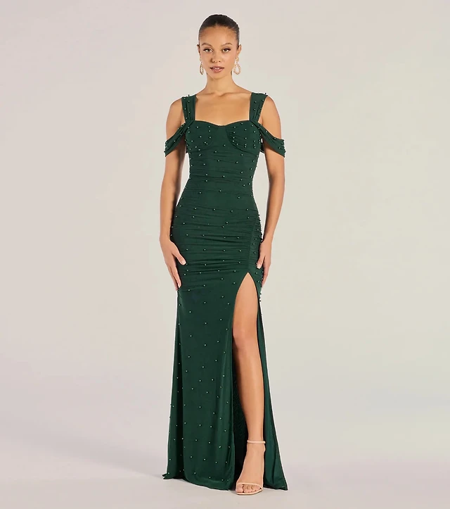 fay off the shoulder faux pearl mermaid dress Windsor Red Carpet Windsor Fay Off The Shoulder