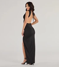 Liesel High Slit Open Back Column Dress