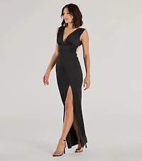 Liesel High Slit Open Back Column Dress
