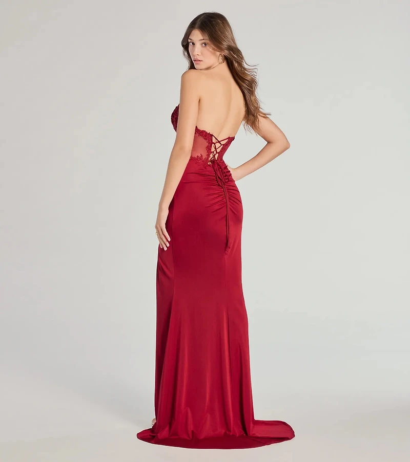 Shayla Strapless Corset Lace Formal Dress