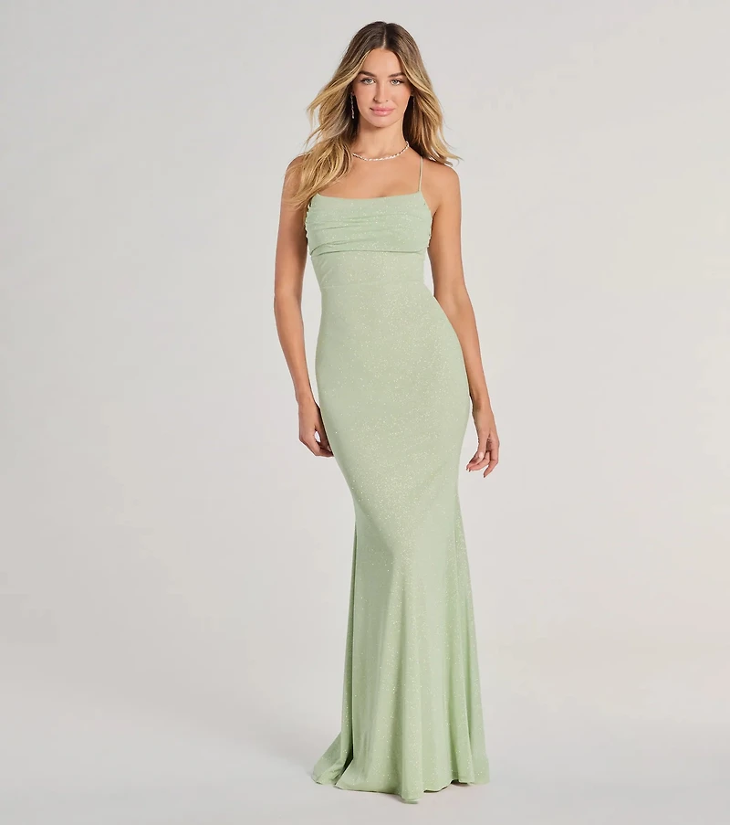 Molly Lace-Up Mermaid Glitter Formal Dress