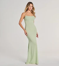 Molly Lace-Up Mermaid Glitter Formal Dress