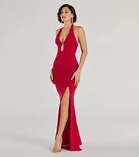 Kindra High-Slit Mermaid Halter Dress