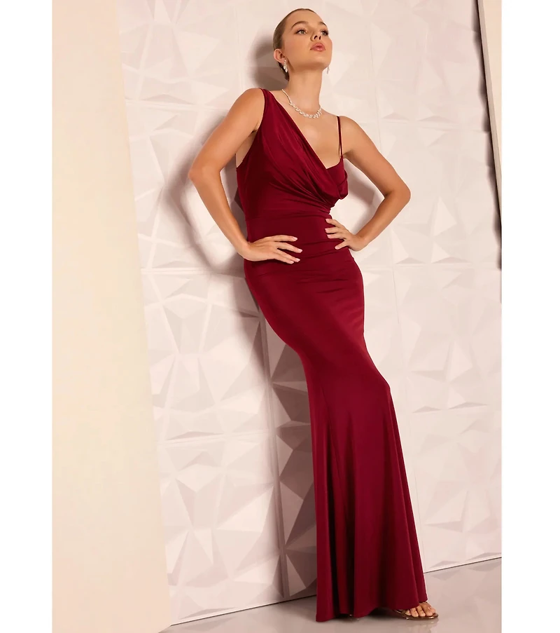 Margot One-Shoulder Cowl Neck Mermaid Dress