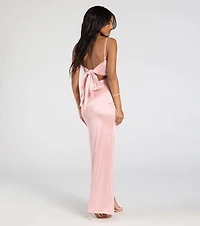 Carolina High-Slit Bow Wrap Dress
