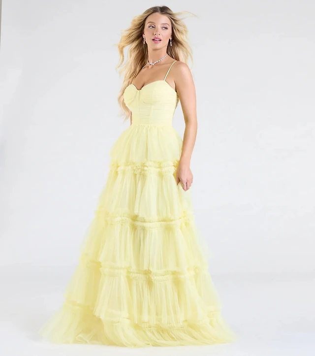 Windsor Elle Ruffled Tiered A-Line Formal Dress | Westland Mall