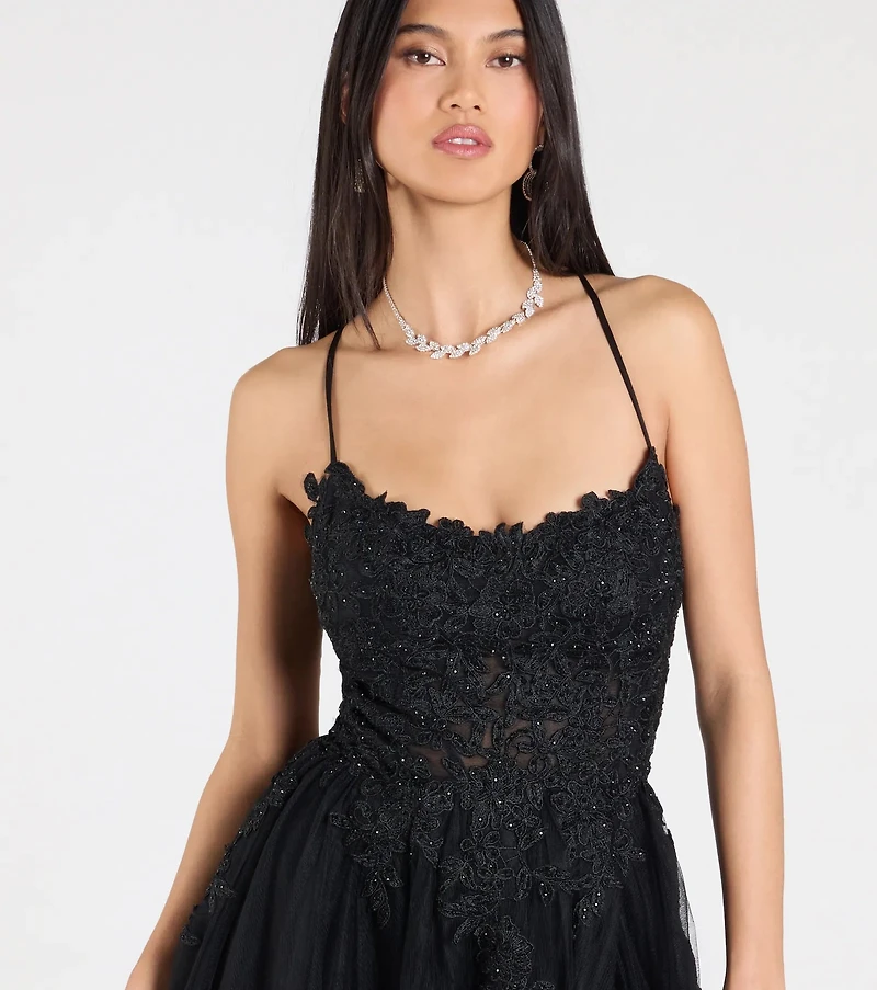 chinese dress ladies Carena Corset Lace-Up Slit Formal Dress main image 1
