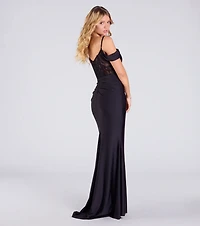 Celine Cold Shoulder Corset Slit Bodycon Formal Dress