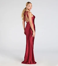 Joyce Open Back Wrap Bodycon Glitter Formal Dress