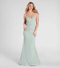 Leslie Lace-Up Mermaid Glitter Formal Dress
