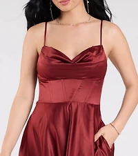Marcella A-Line Slit Satin Formal Dress