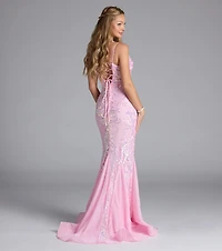 Makayla Lace-Up Mermaid Sequin Formal Dress