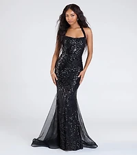 Esmeralda Halter Mermaid Sequin Formal Dress