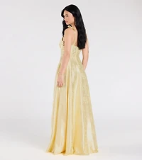 Melika Bustier Slit A-Line Satin Formal Dress