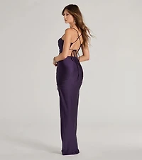 Millie Lace-Up Column Formal Dress