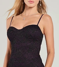 Tia Lace High Slit Formal Column Dress
