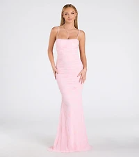 Jaymie Tie-Back Floral Velvet Mermaid Formal Dress